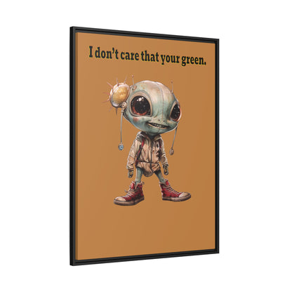 I don't care that your green - framed canvas art (light brown)