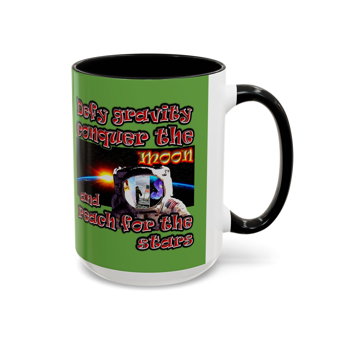 defy conquer reach - Accent Mug (green)