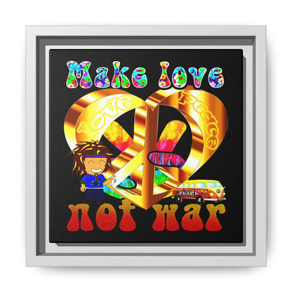 love peace - framed canvas art (black)