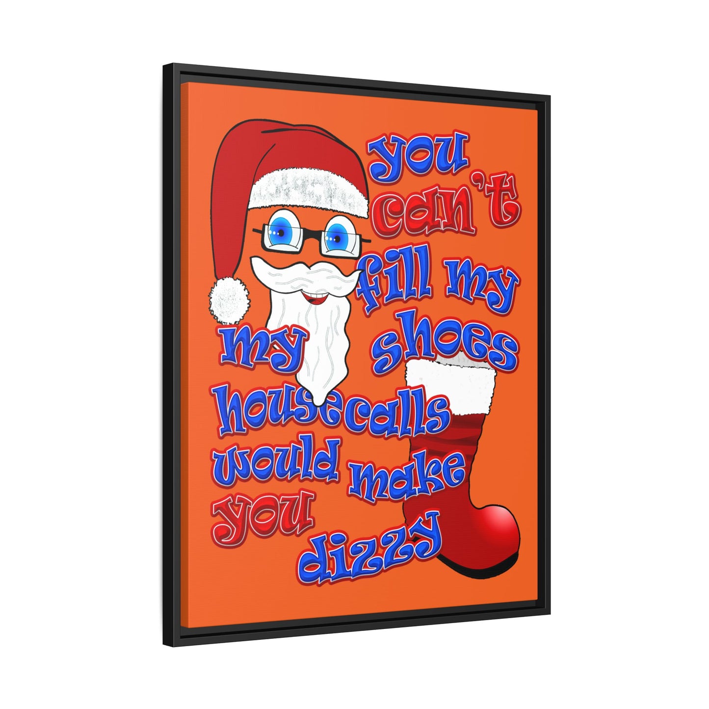 santa's shoes - framed canvas art (orange)