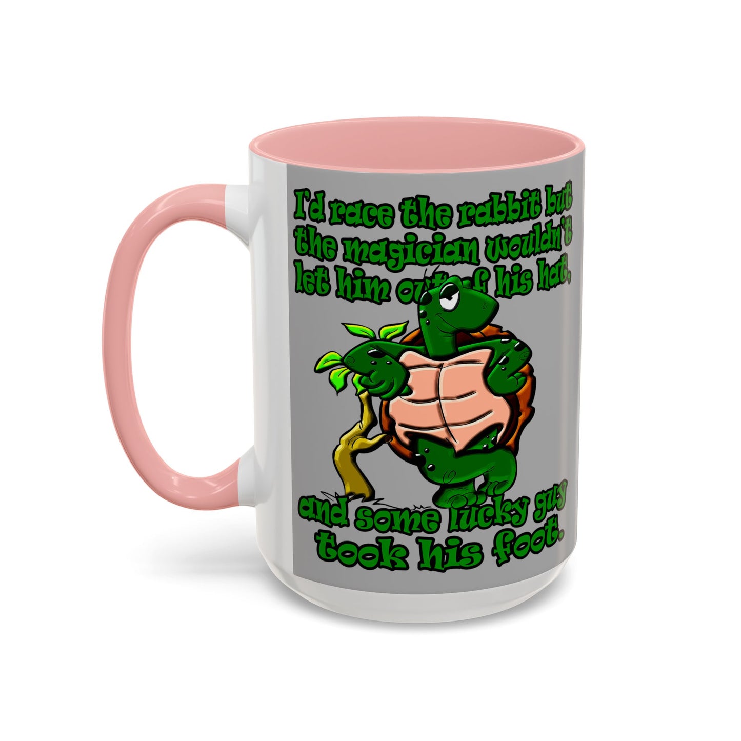 turtle race - Accent Mug (light grey)