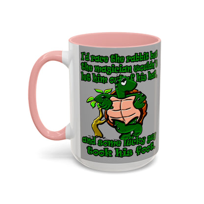 turtle race - Accent Mug (light grey)