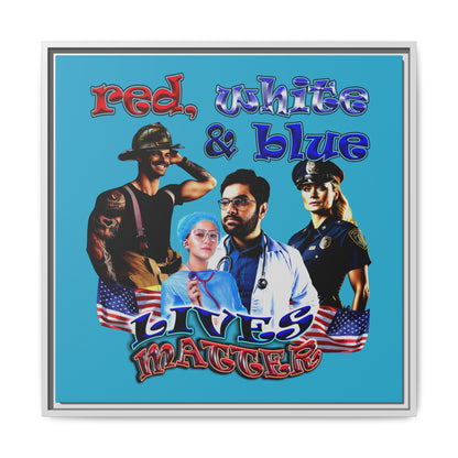 rw&b lives matter - framed canvas art (turquoise)