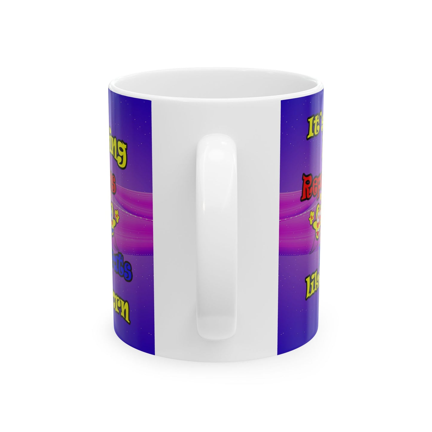 popping like popcorn - White Mug (purple-pink wave)