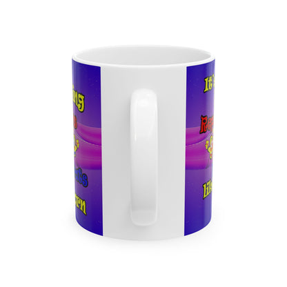 popping like popcorn - White Mug (purple-pink wave)