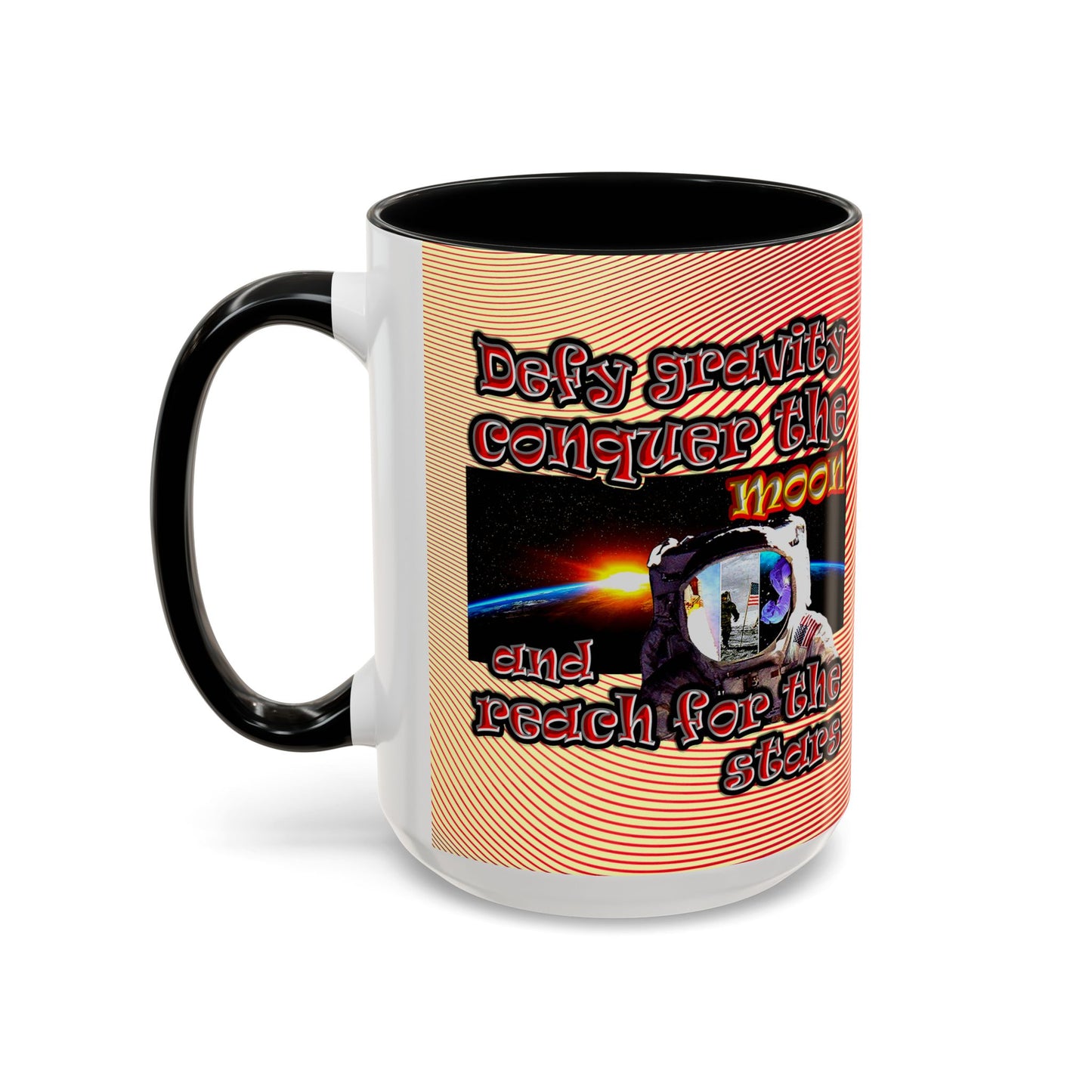 defy conquer reach - Accent Mug (yellow-orange wave)