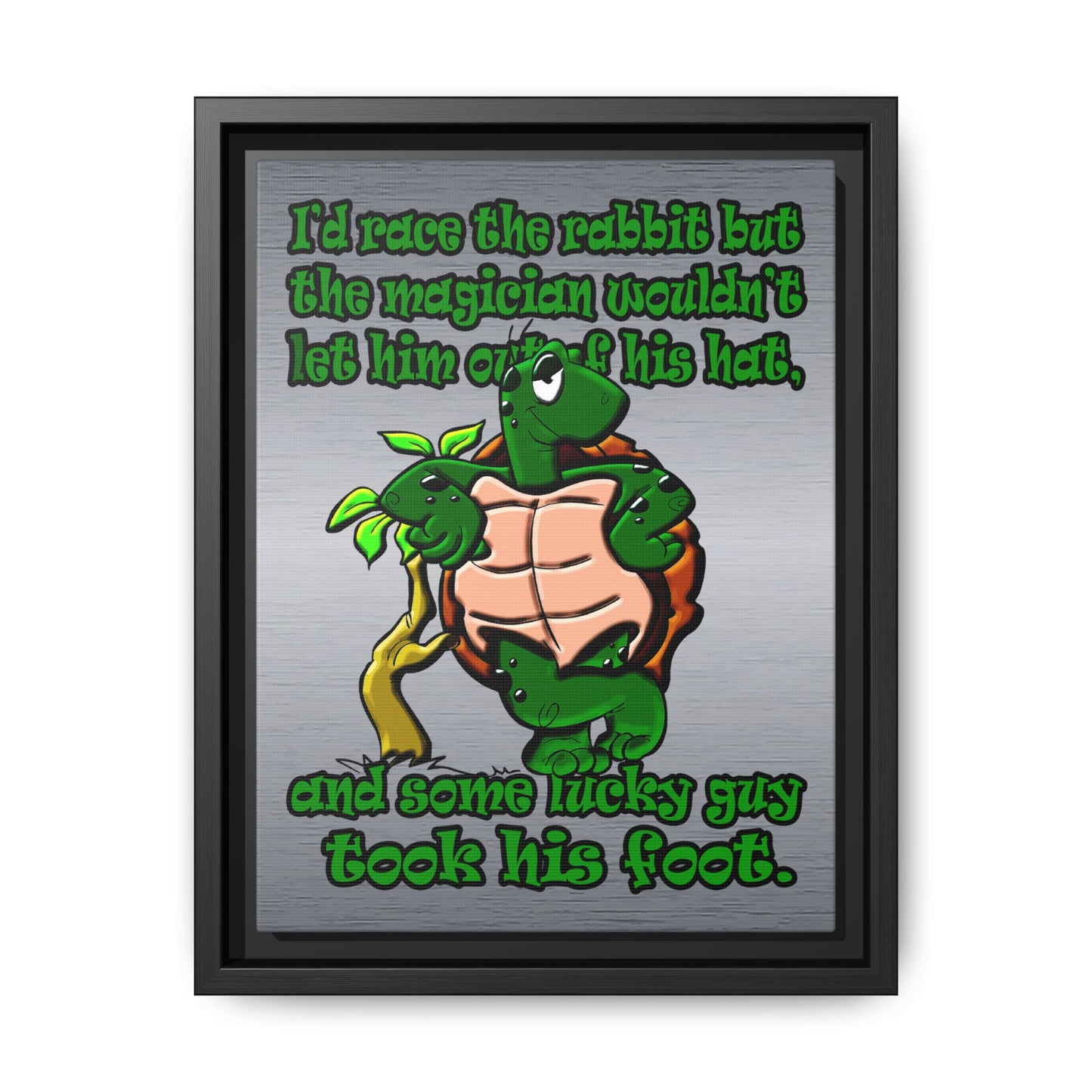 turtle race - framed canvas art (brushed nickel)
