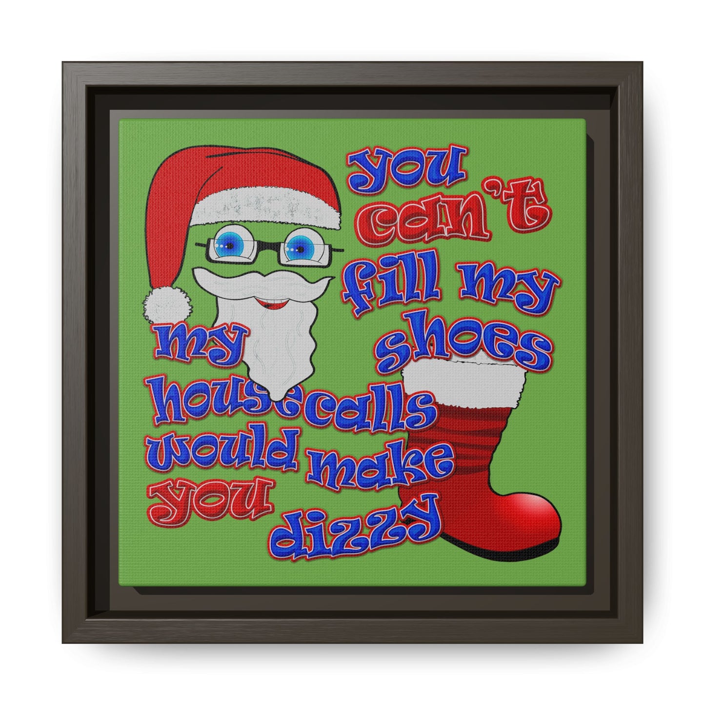 santa's shoes - framed canvas art (green)