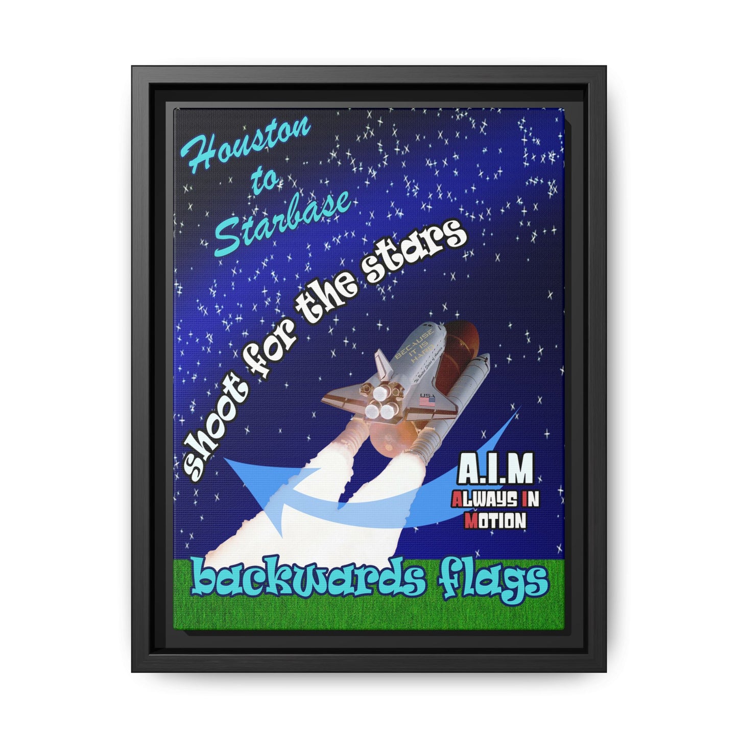 shoot for the stars - framed canvas art ('snoops' background)