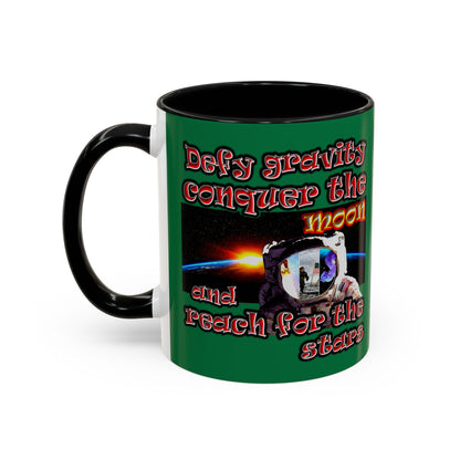 defy conquer reach - Accent Mug (dark green)