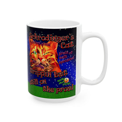 schrodinger's cat - White Mug ('snoops' background)