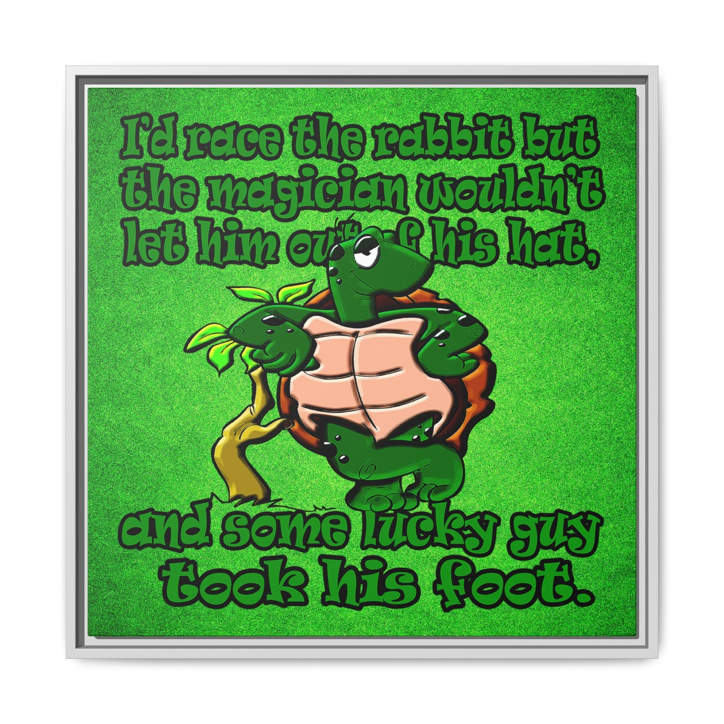 turtle race - framed canvas art (green turf)