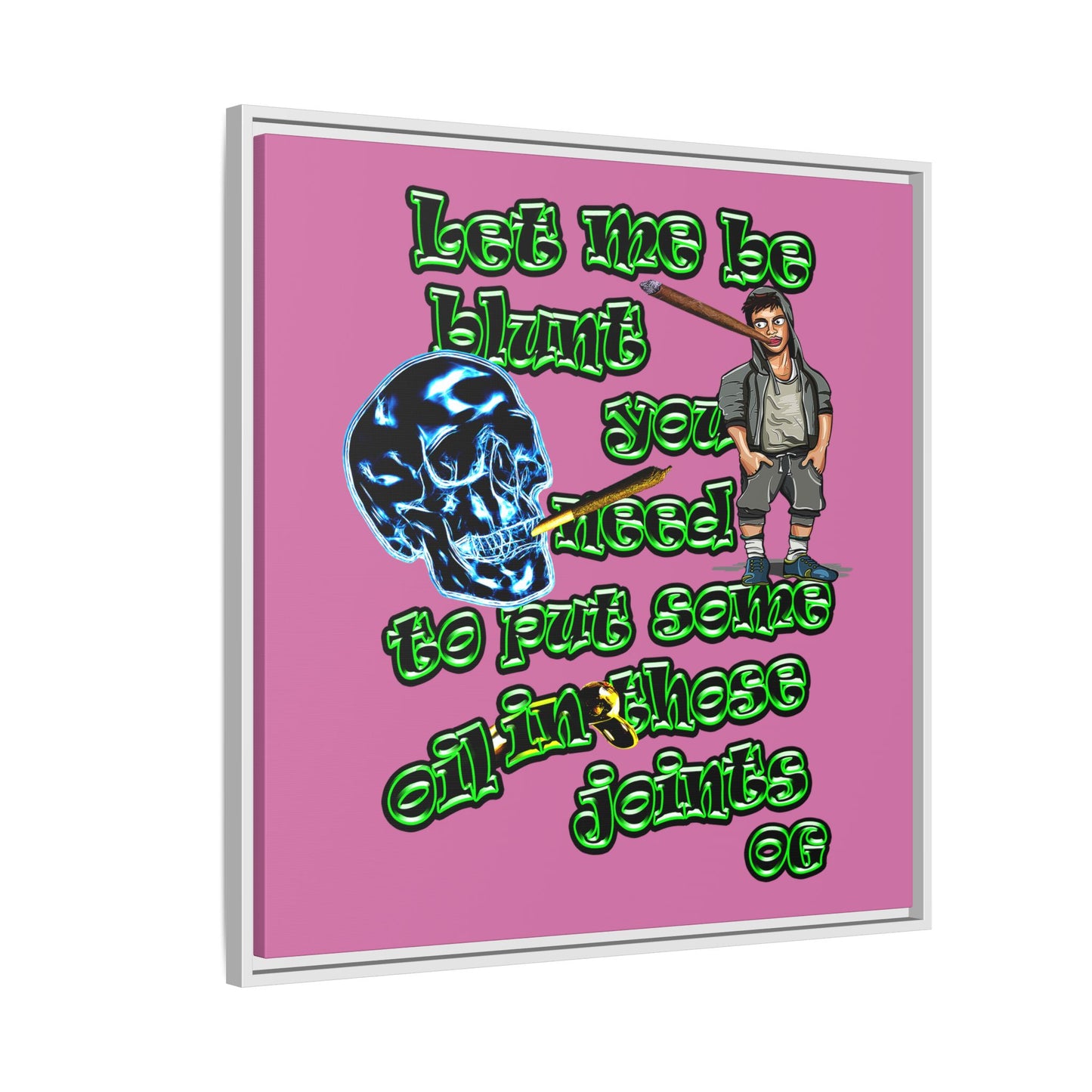 og - framed canvas art (light pink)