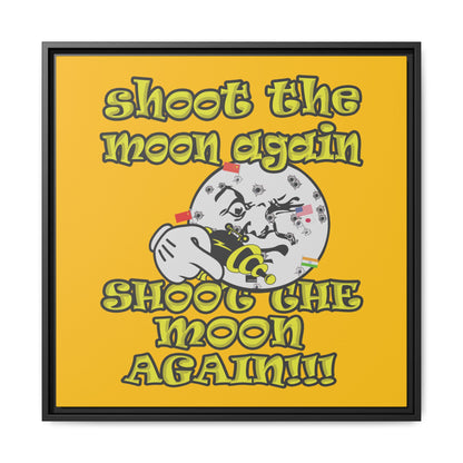 shoot the moon again - framed canvas art (yellow)