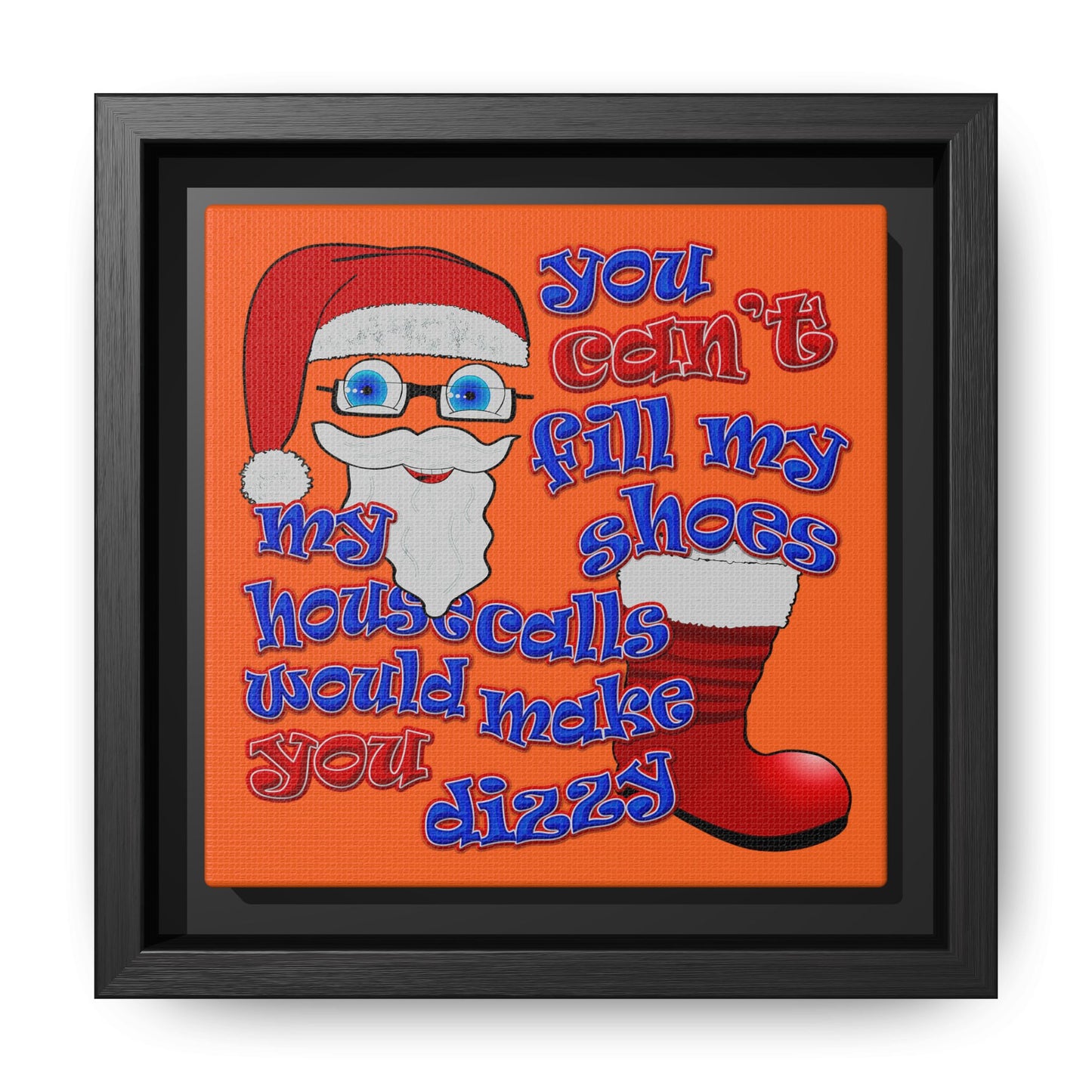 santa's shoes - framed canvas art (orange)
