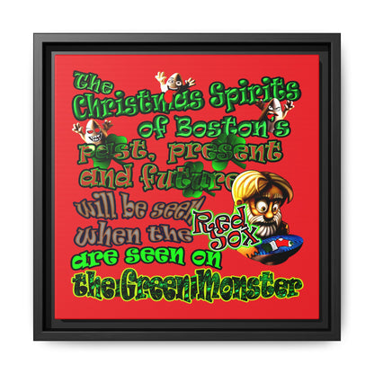 christmas spirits of boston - framed canvas art (red)