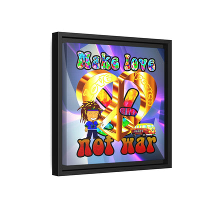 love peace - framed canvas art (grey-pink wave)