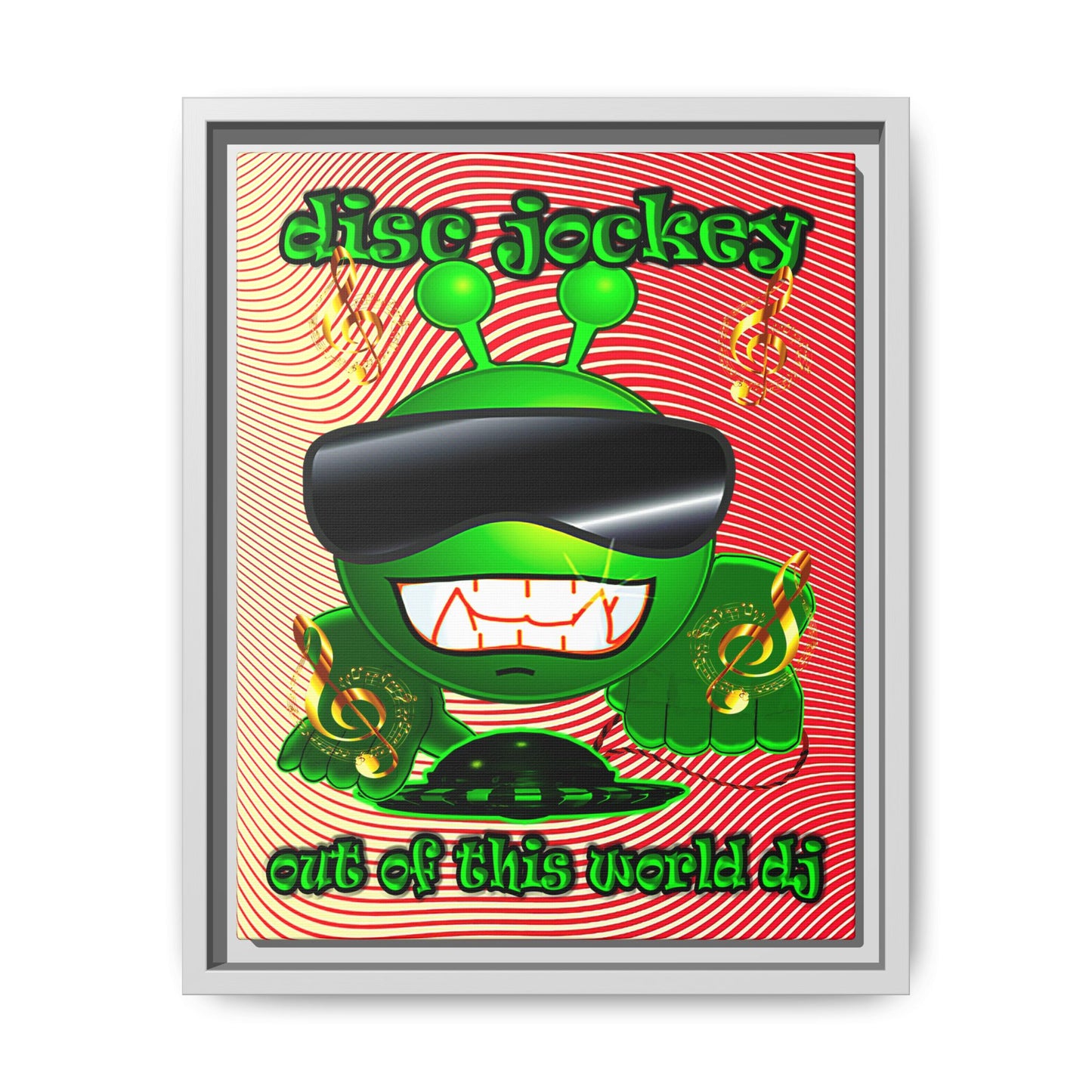 disc jockey - framed canvas art (yellow-orange wave)