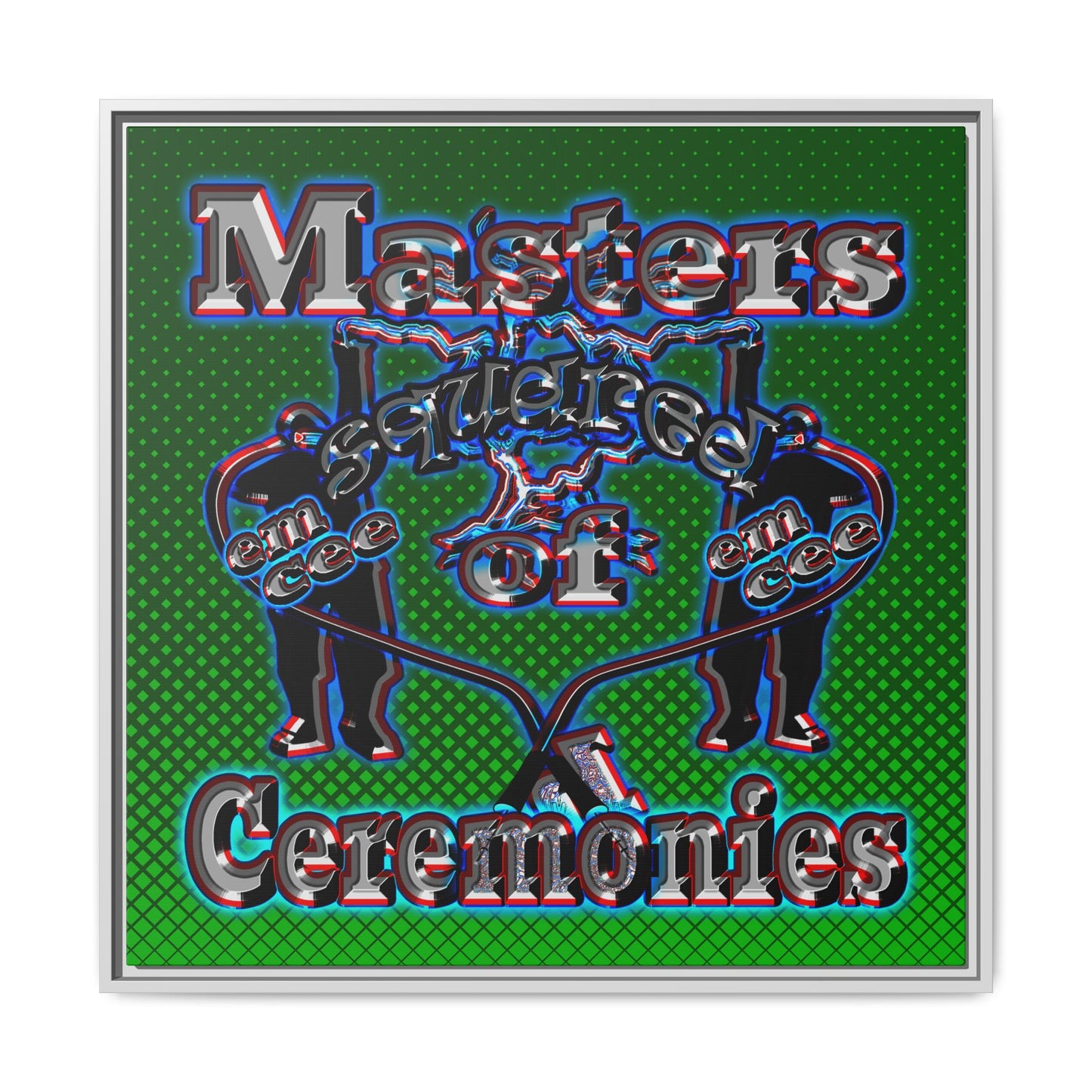 em cee squared - framed canvas art (logo green)