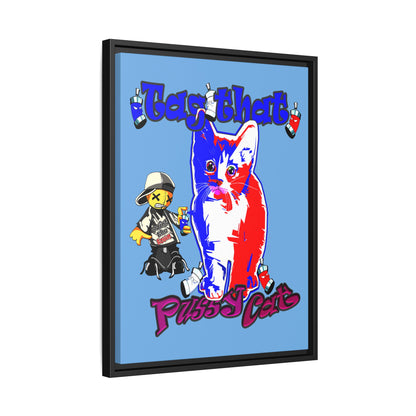 tag that - framed canvas art (light blue)