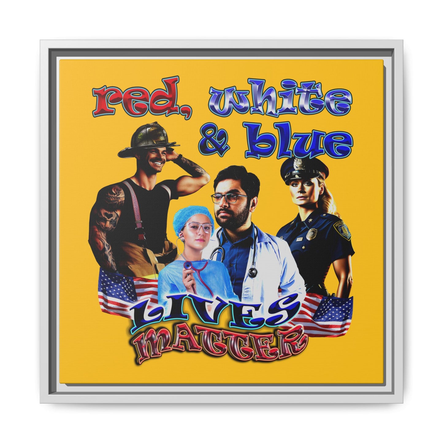 rw&b lives matter - framed canvas art (yellow)