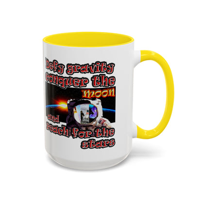 defy conquer reach - Accent Mug (white)