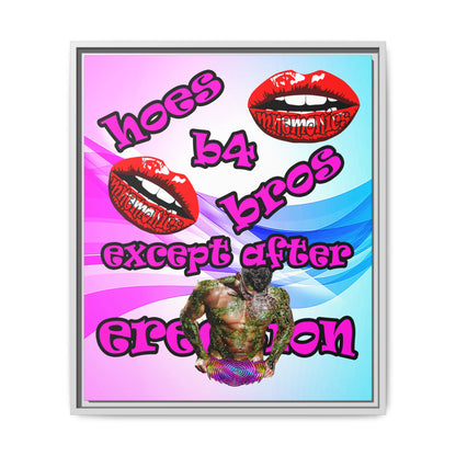 hoes b4 bros - framed canvas art (light blue-pink wave)