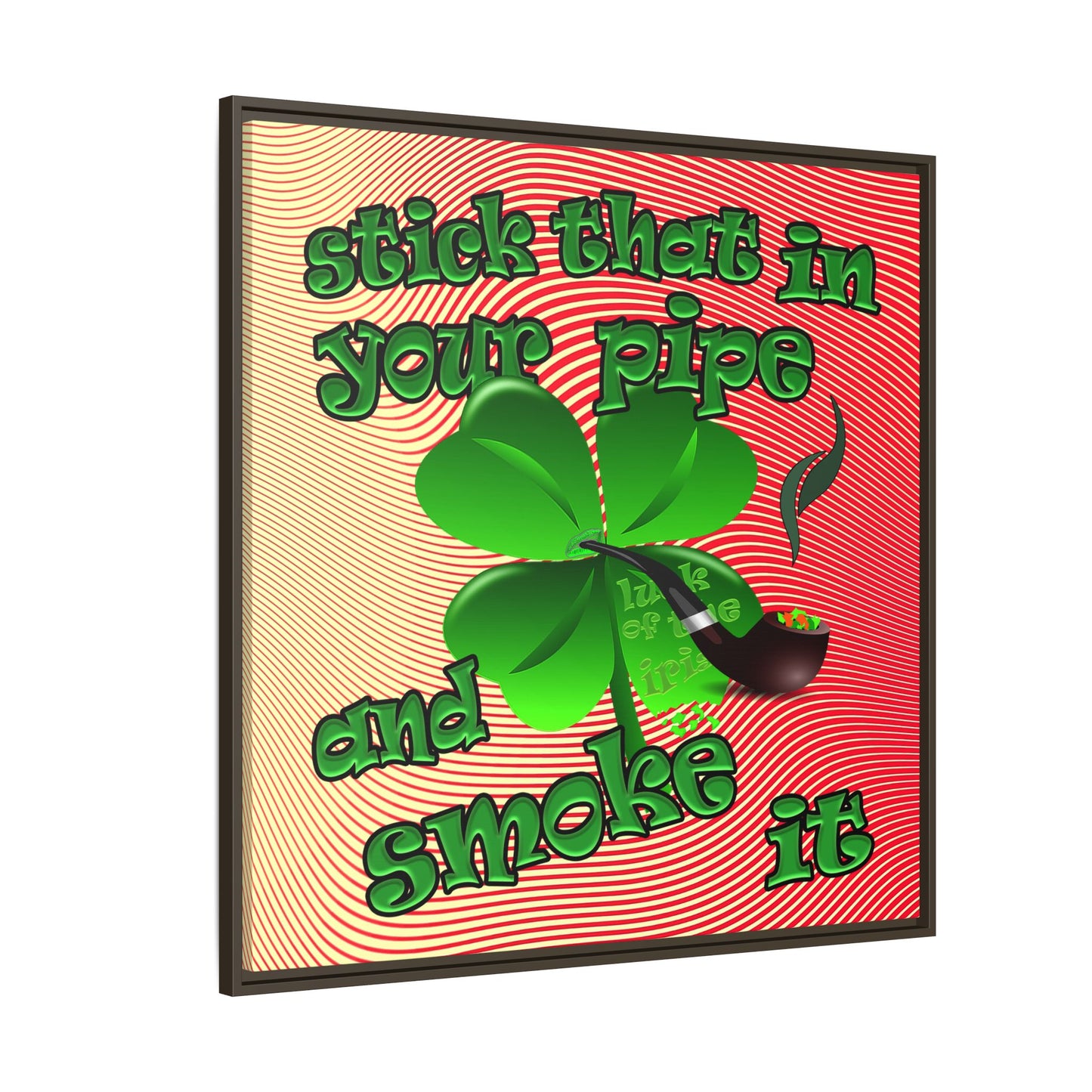 stick that in your pipe and smoke it - framed canvas art (yellow-orange wave)