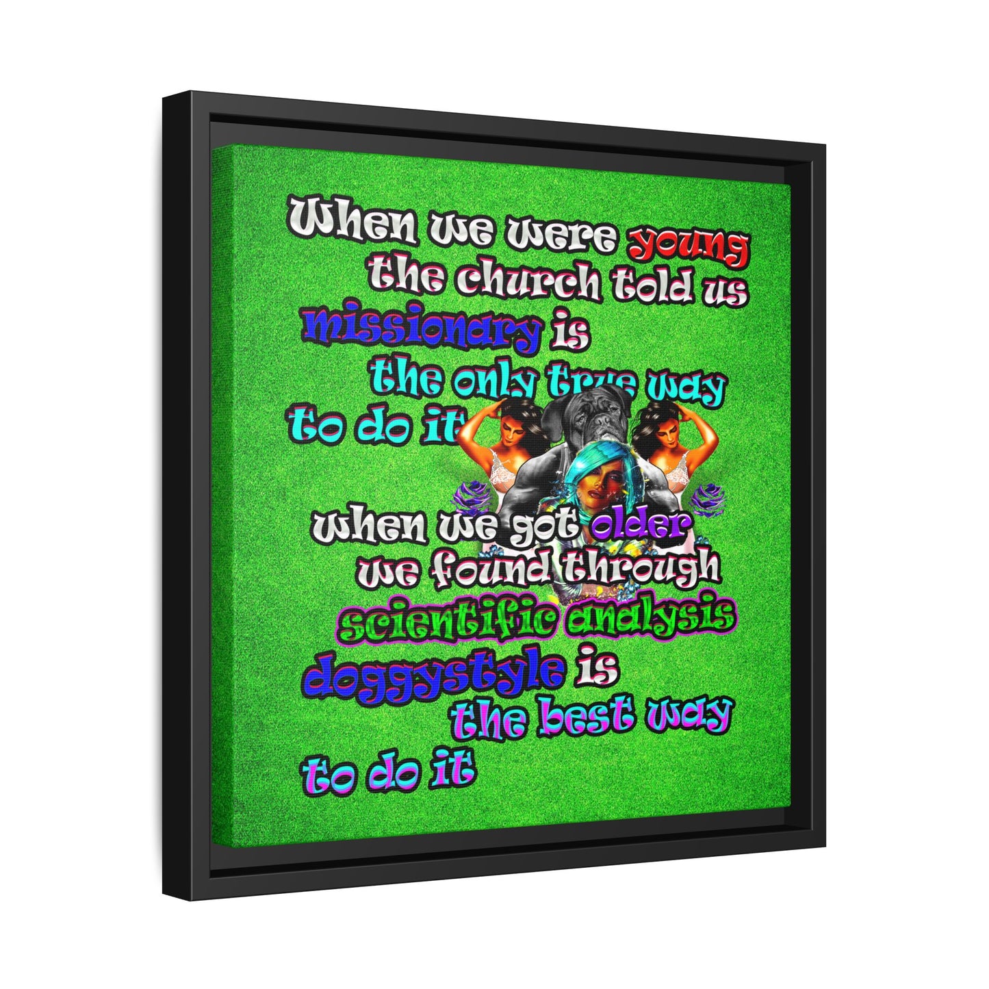 doggystyle - framed canvas art (green turf)
