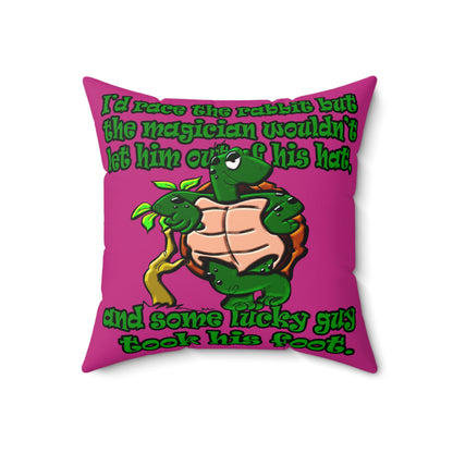 turtle race - Faux Suede Square Pillow - (pink)