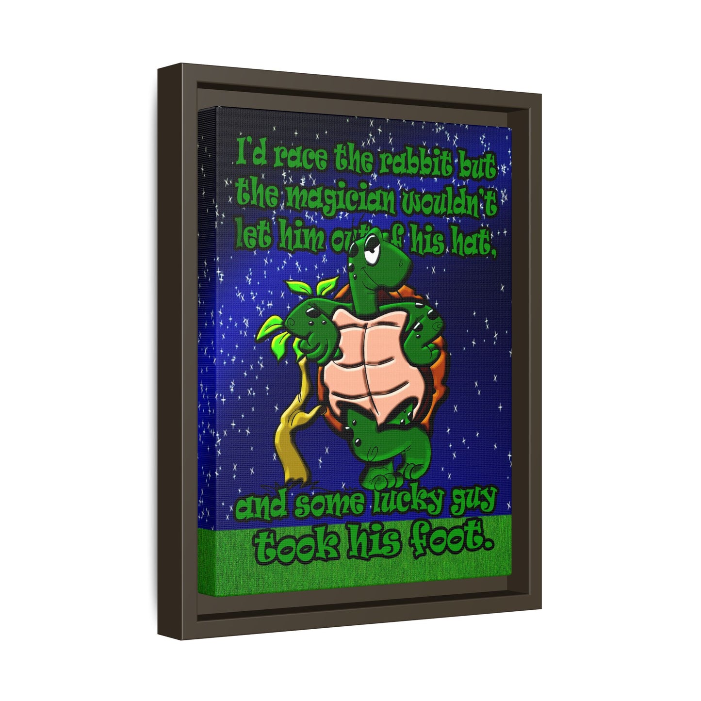 turtle race - framed canvas art ('snoops' background)