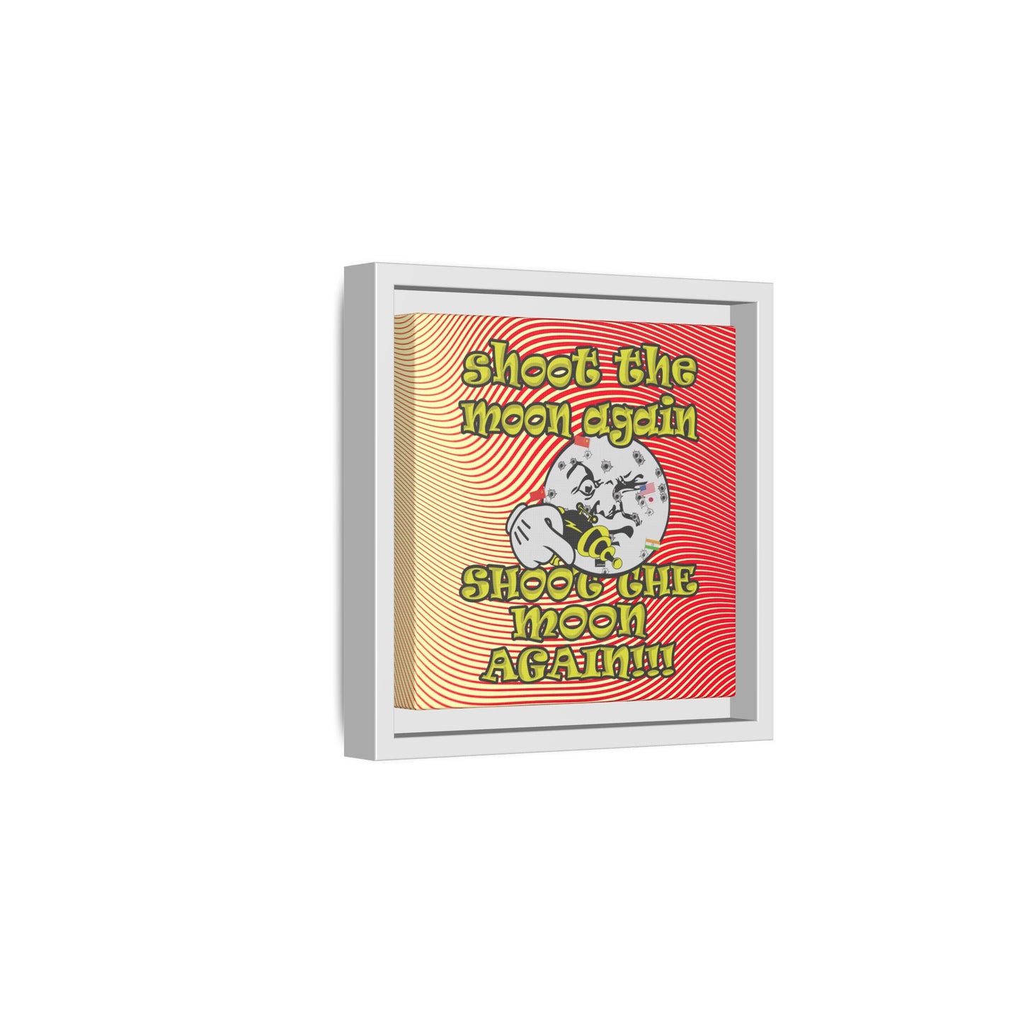 shoot the moon again - framed canvas art (yellow-orange wave)