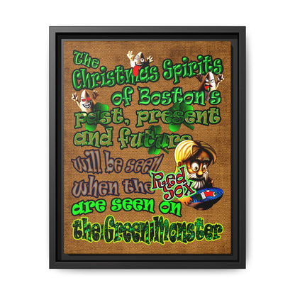 christmas spirits of boston - framed canvas art (brown papyrus)