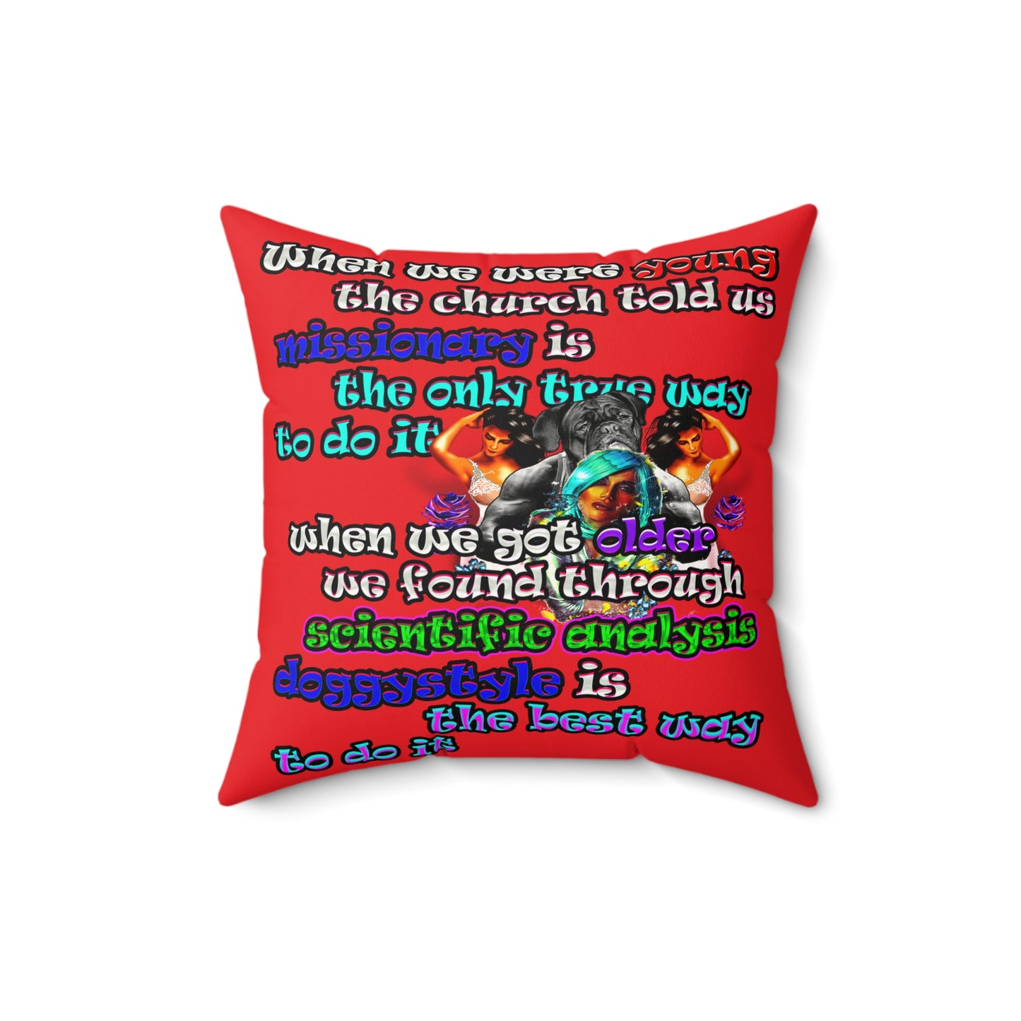 doggystyle - Faux Suede Square Pillow - (red)