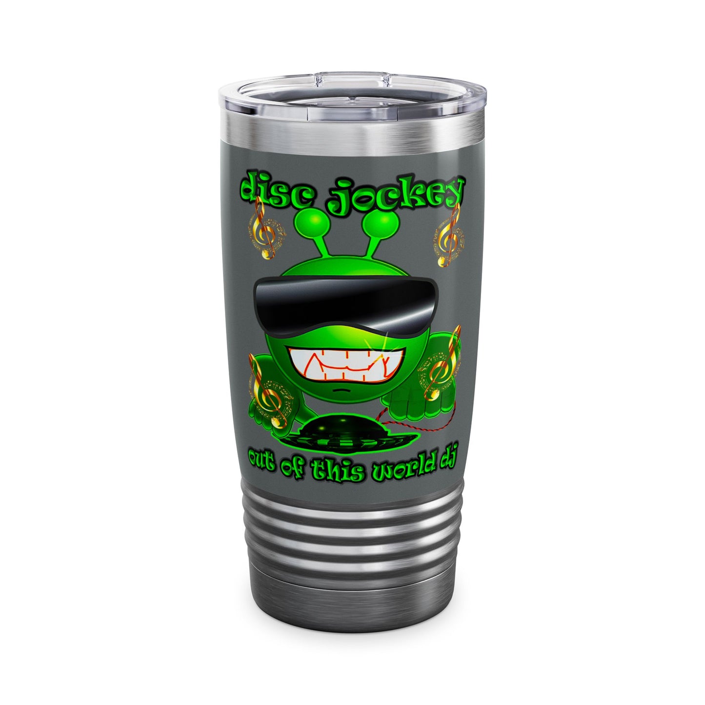 disc jockey - Ringneck Tumbler, 20oz (dark grey)