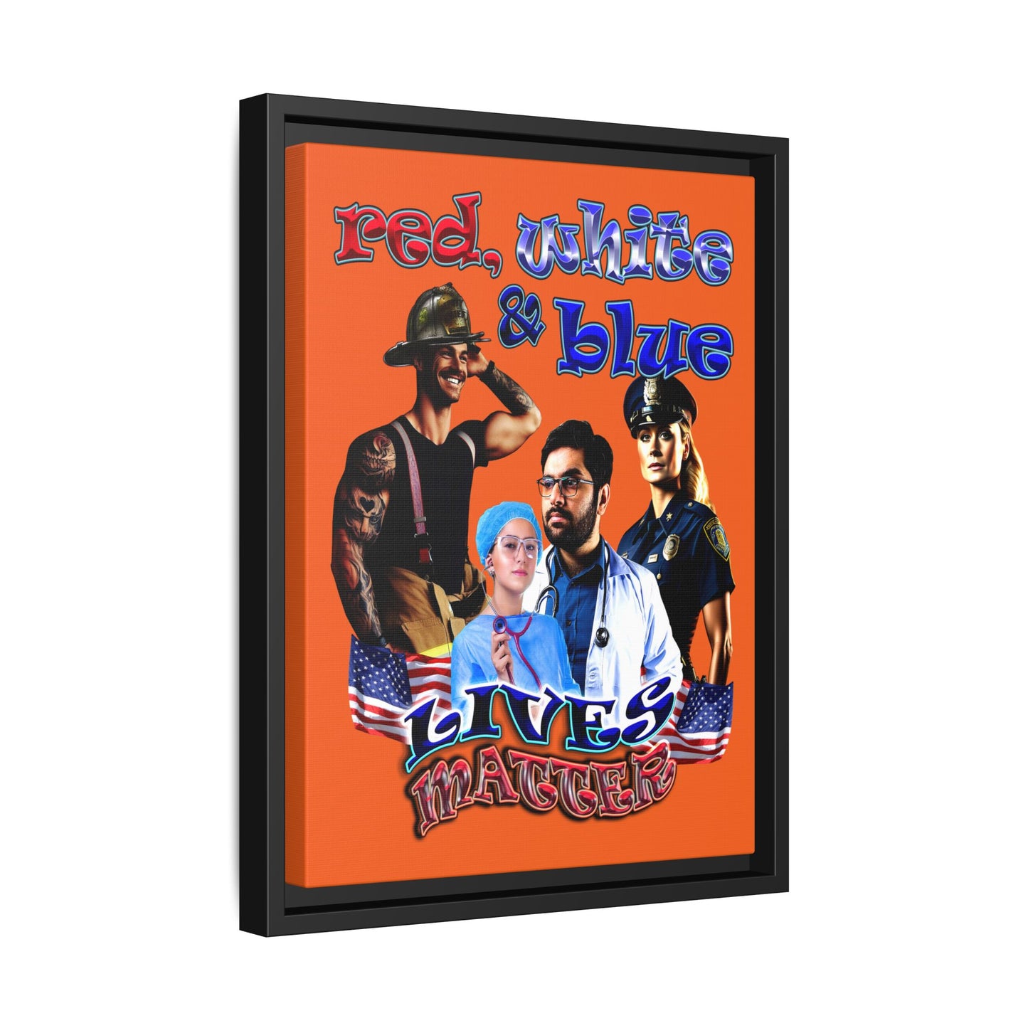 rw&b lives matter - framed canvas art (orange)