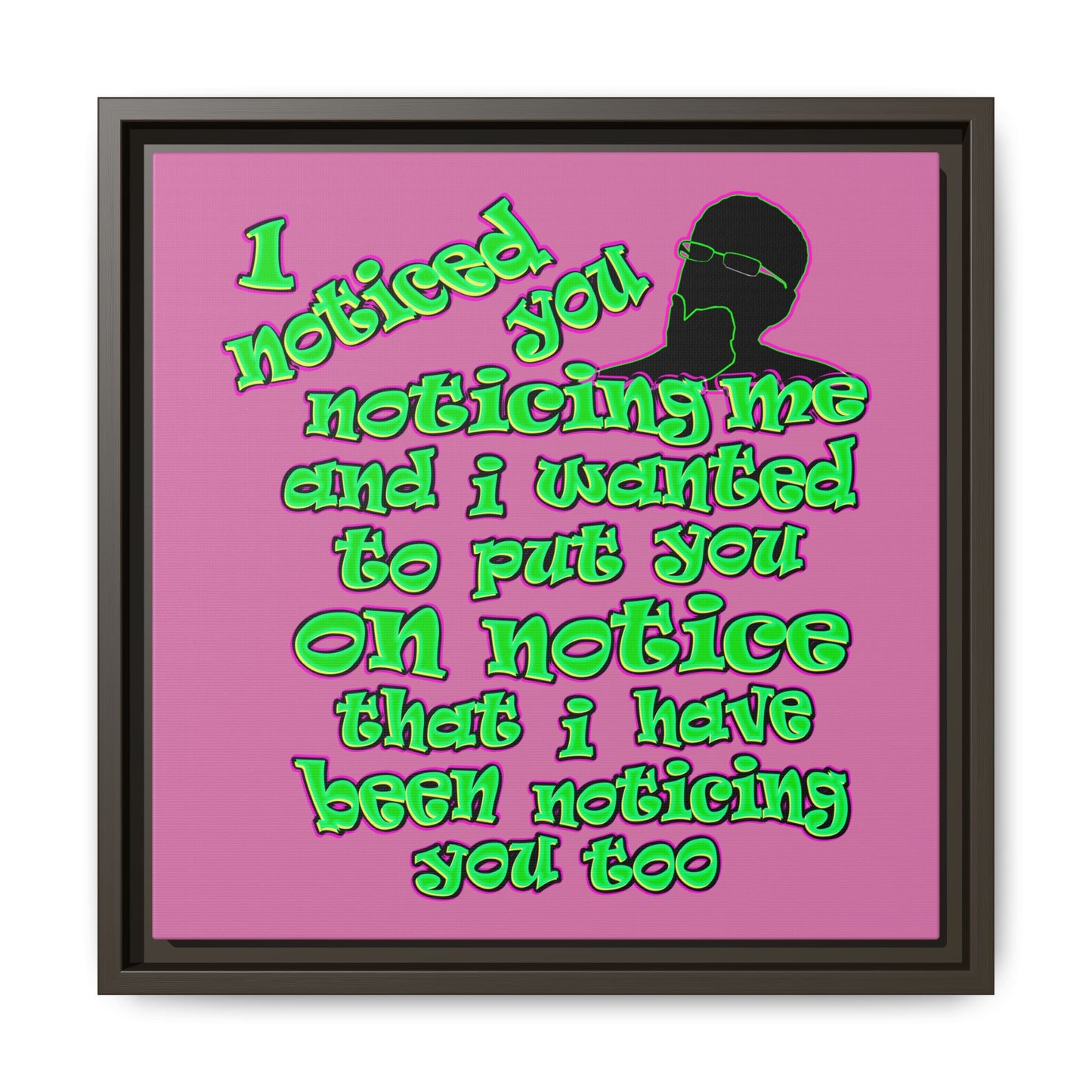 noticed you noticing - framed canvas art (light pink)