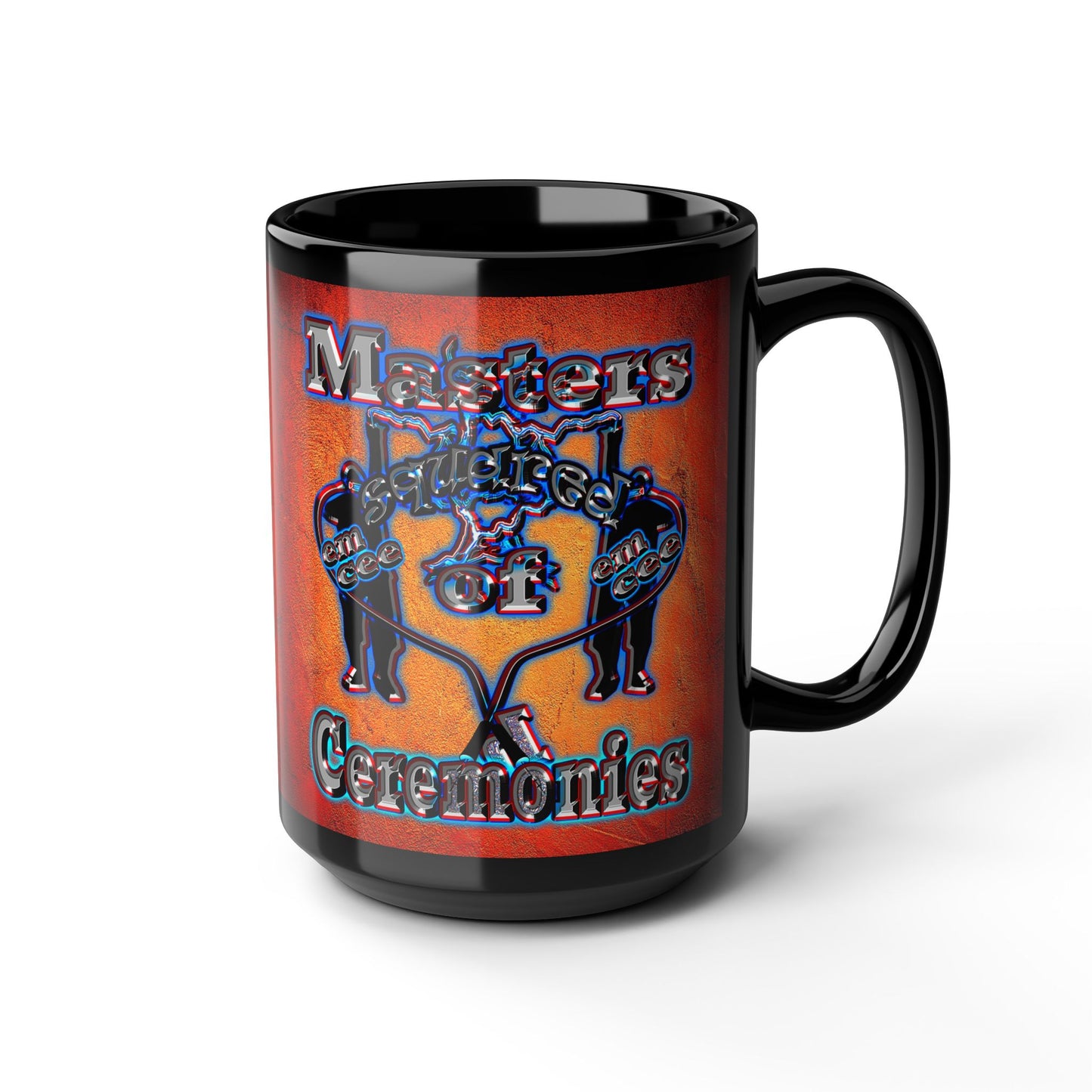 em cee squared - Black Mug (burnt orange)