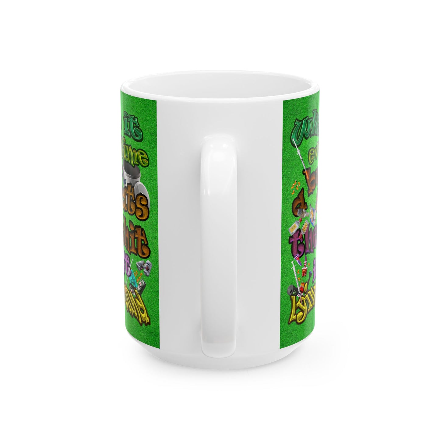 the bum's shit - White Mug (green turf)