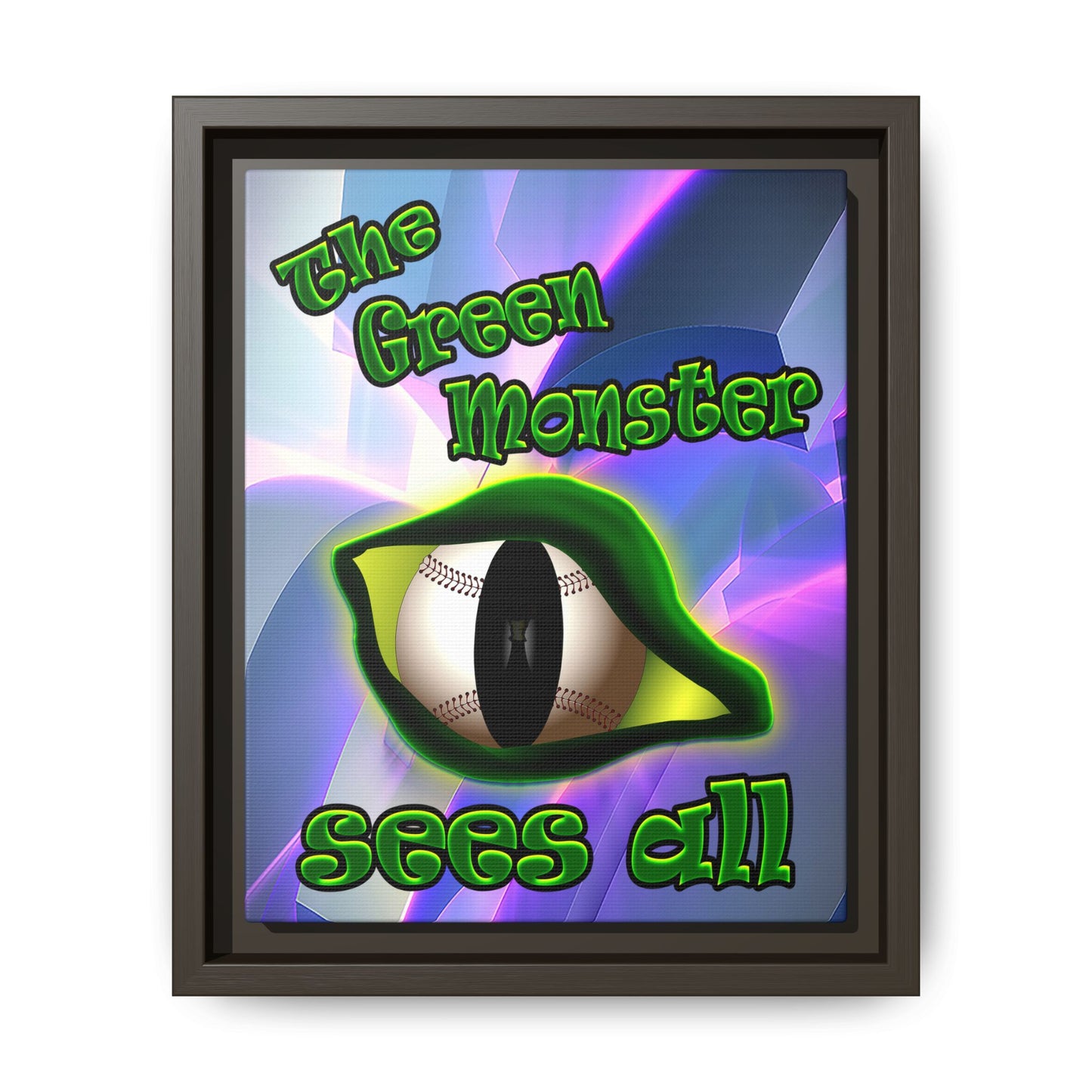 green monster - framed canvas art (grey-pink wave)