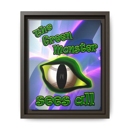 green monster - framed canvas art (grey-pink wave)