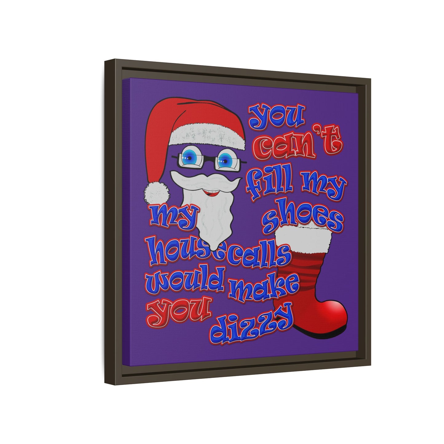 santa's shoes - framed canvas art (purple)