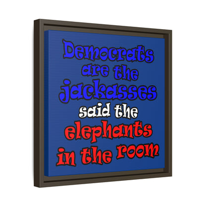 donkeys and elephants - framed canvas art (dark blue)