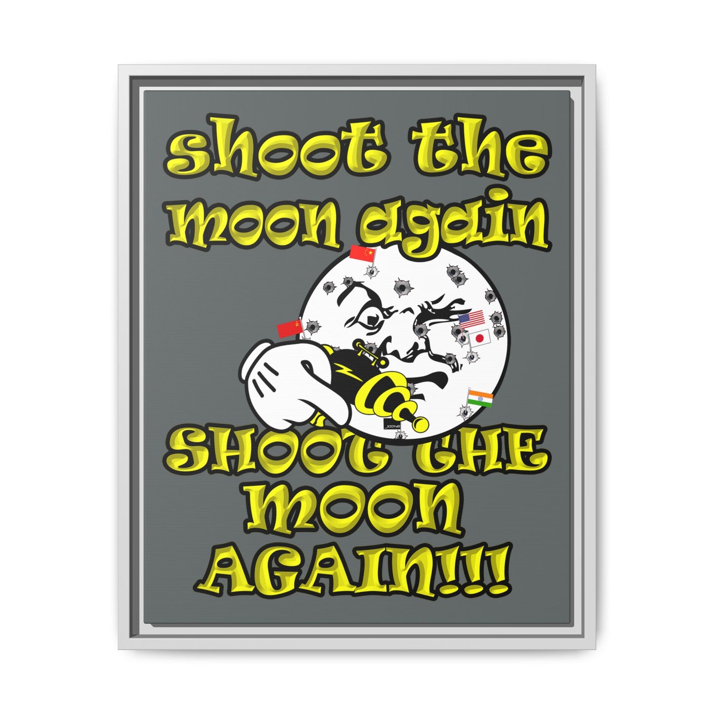 shoot the moon again - framed canvas art (dark grey)