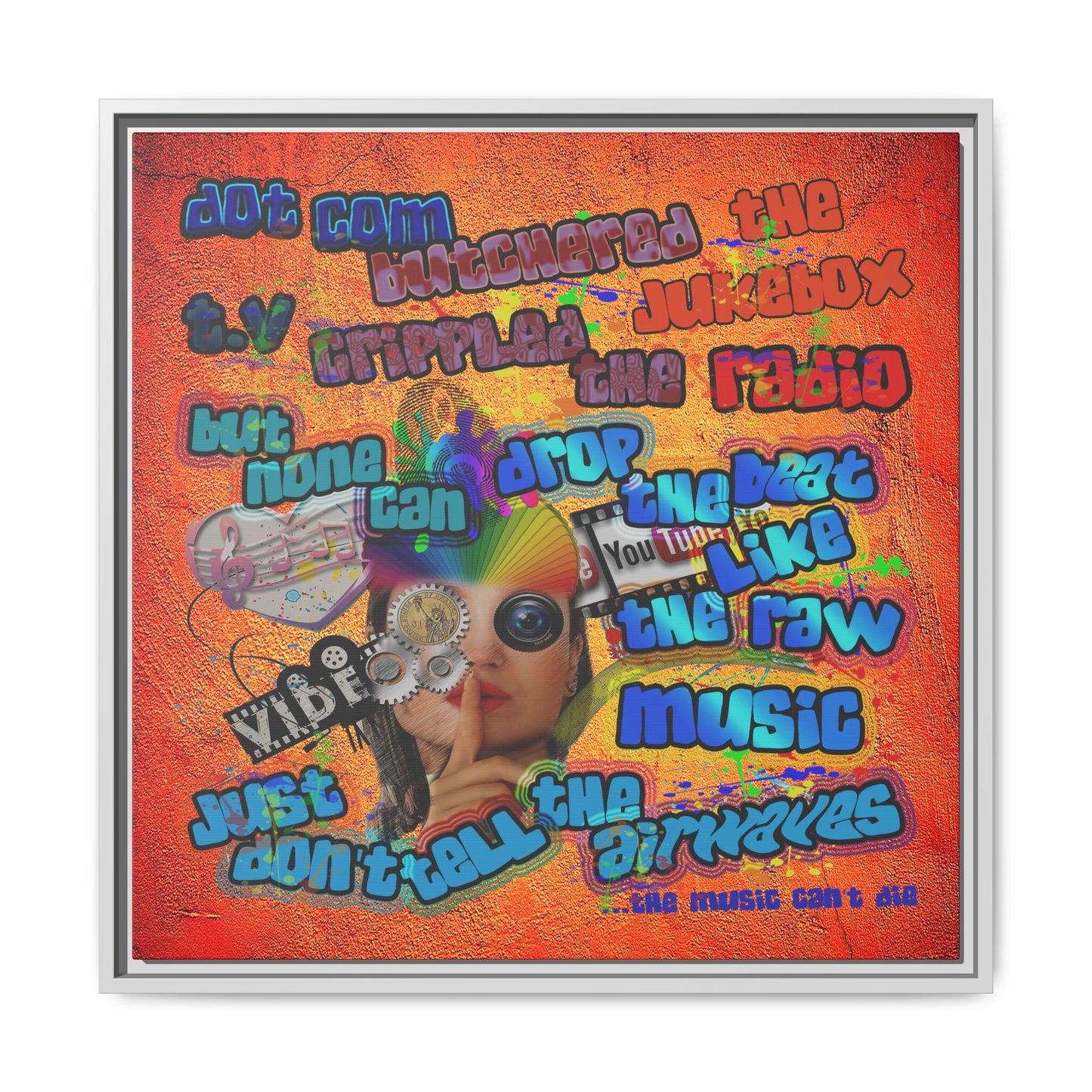 drop the beat - framed canvas art (burnt orange)