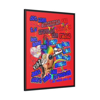drop the beat - framed canvas art (red)