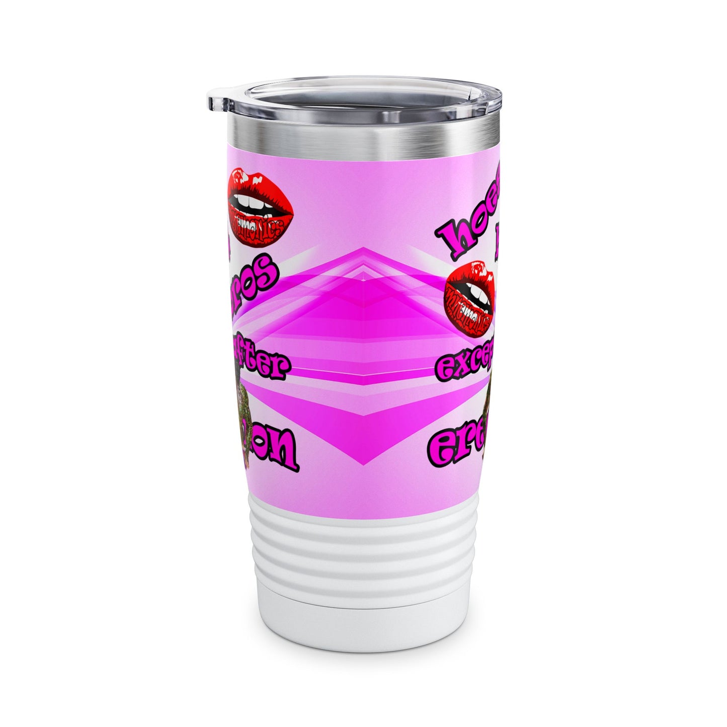 hoes b4 bros - Ringneck Tumbler, 20oz (light blue-pink wave)