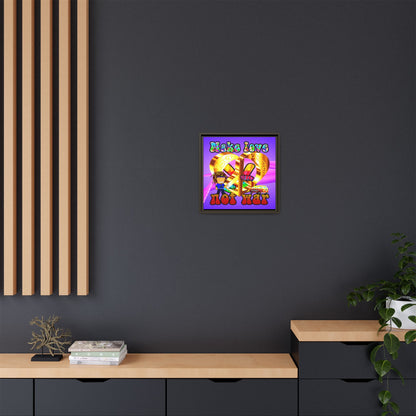 love peace - framed canvas art (purple-pink wave)