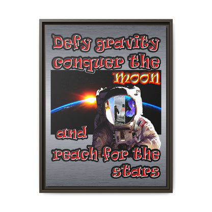 defy conquer reach - framed canvas art (brushed nickel)