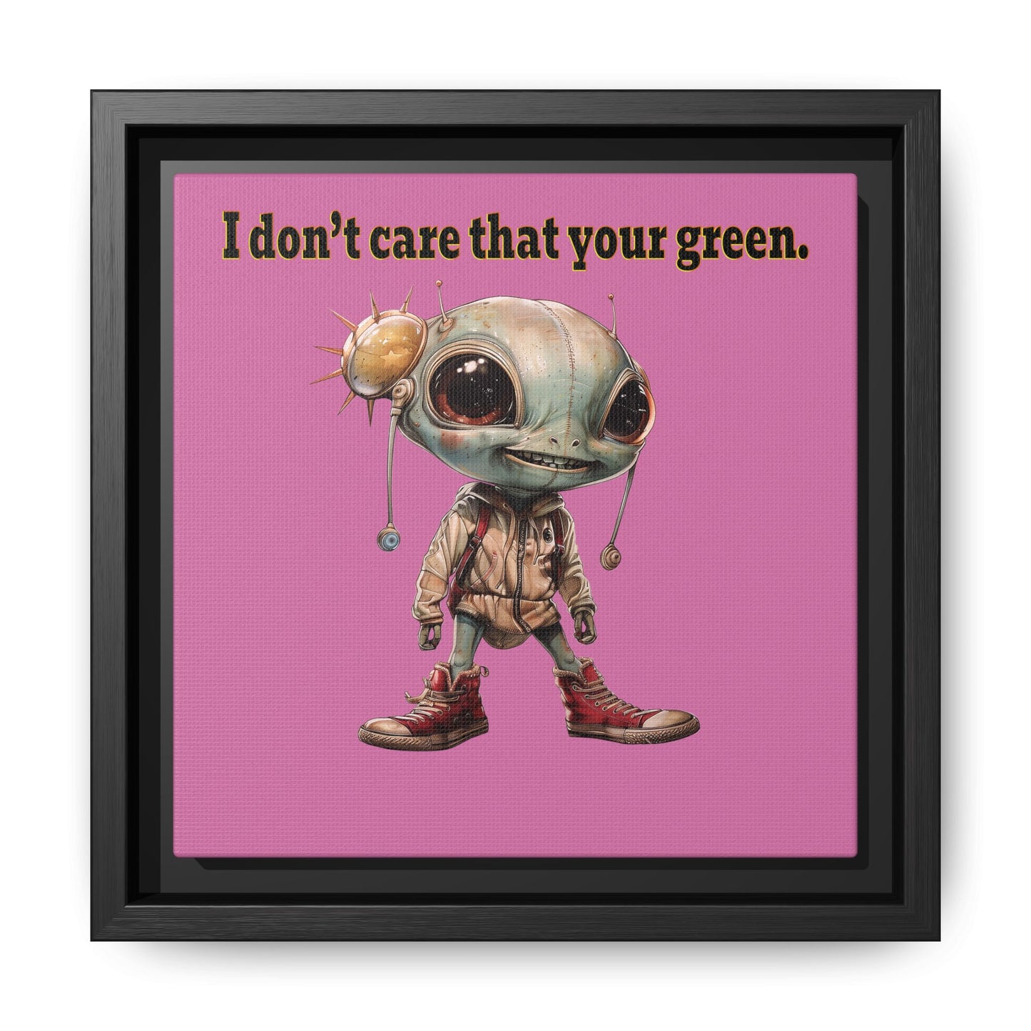 I don't care that your green - framed canvas art (light pink)
